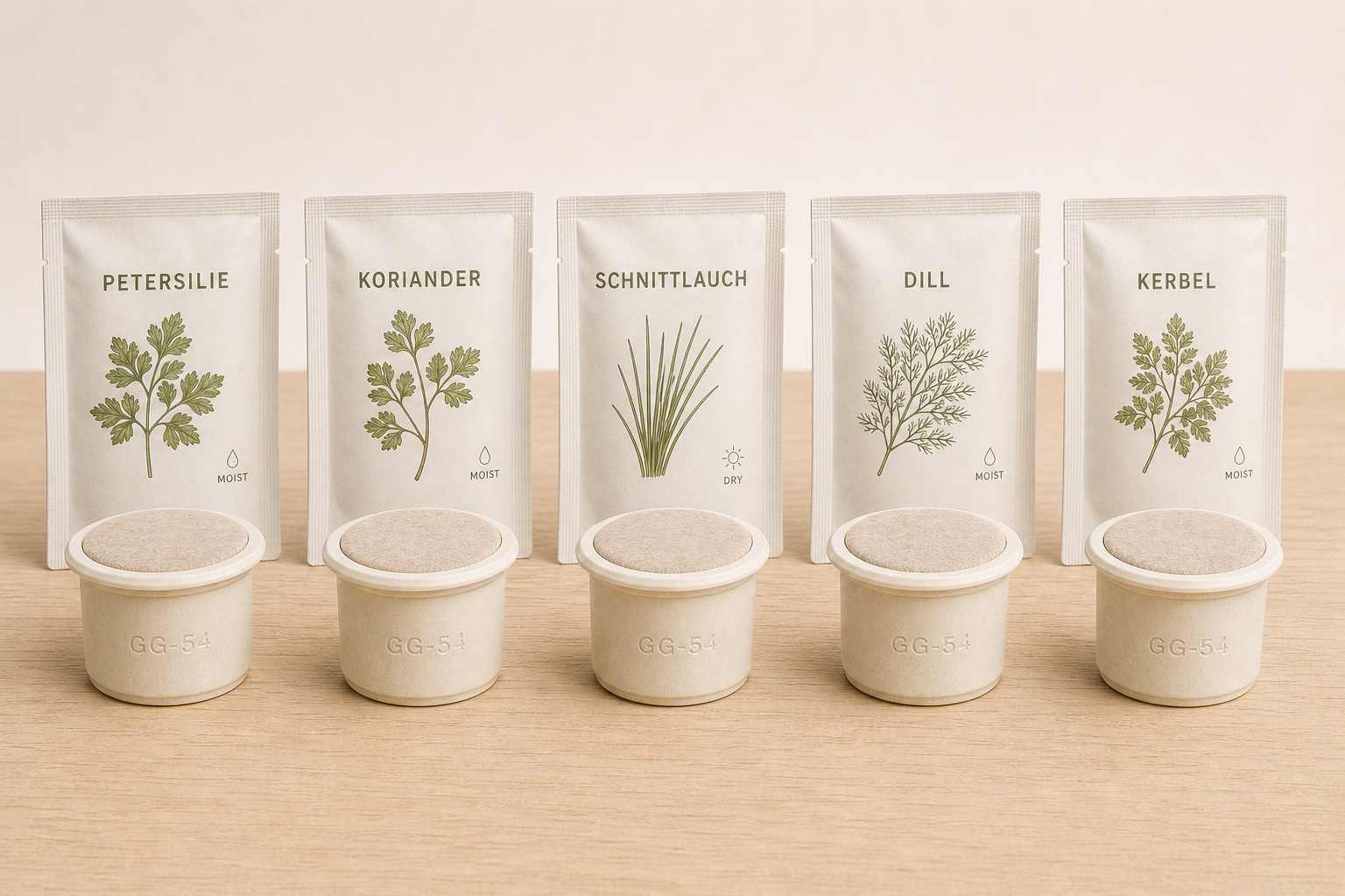 Growpad-Mockup für Petersilie, Koriander, Schnittlauch, Dill und Kerbel